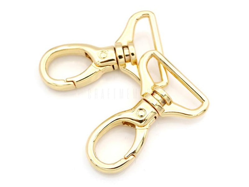CRAFTMEMORE 2pcs Oval Snap Hooks Heavy Duty Metal Push Gate Swivel Lobster Clasp Keychain Clip Purse Making Accessories SC09 (1 Inch, Gold) 1 Inch - NewNest Australia