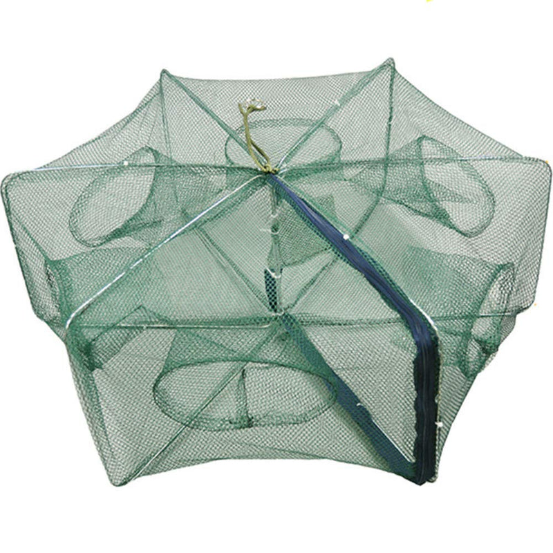 ZffXH Fishing Bait Trap Foldable Fish Minnow Crab Crayfish Crawdad Shrimp Net Cast 6 Holes - NewNest Australia