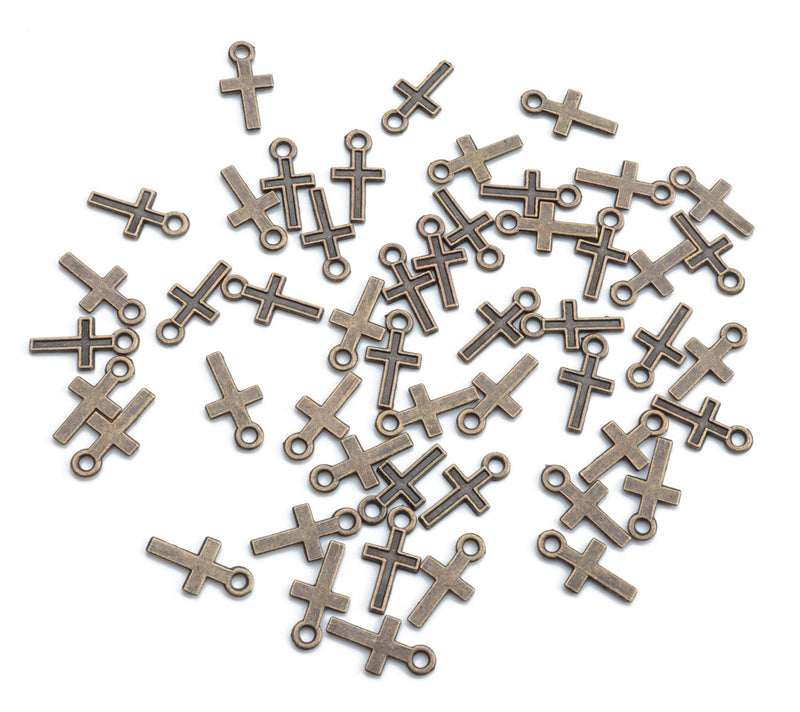 Ruwado 50 Pcs Mini Cross Charm Metal Mini Pendant Beads for Jewelry Making Finding Necklace Bracelet Earring Keychain DIY Gift Idea Handmade Craft Accessories Bronze - NewNest Australia