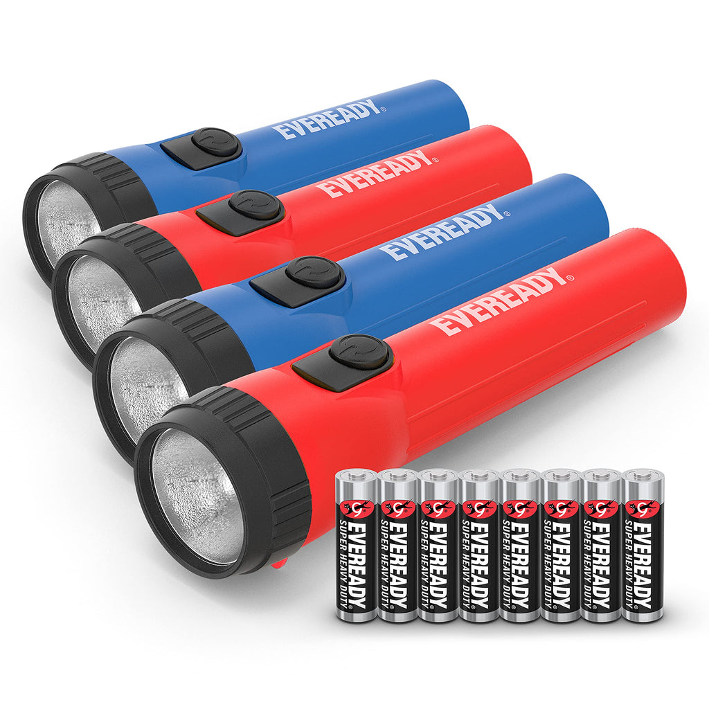 EVEREADY LED Flashlight Multi-Pack, Bright and Durable, Super Long Battery Life, Use for Emergencies, Camping, Outdoor, Batteries Included 4-pack: Blue/Red - NewNest Australia