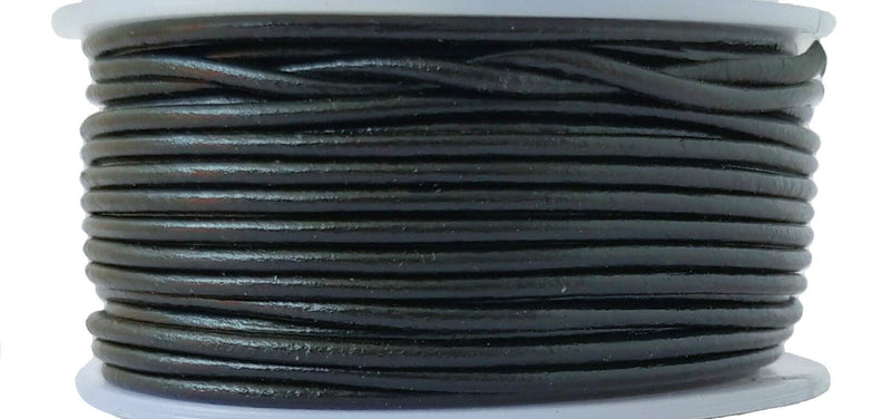 Cords Essentials Round Genuine Leather String Cord, Rope for Jewelry Making, Necklaces, Bracelets, Kumihimo Braiding, Wraps, Crafts and Hobby Projects (Black, 1.5 MM) Black - NewNest Australia