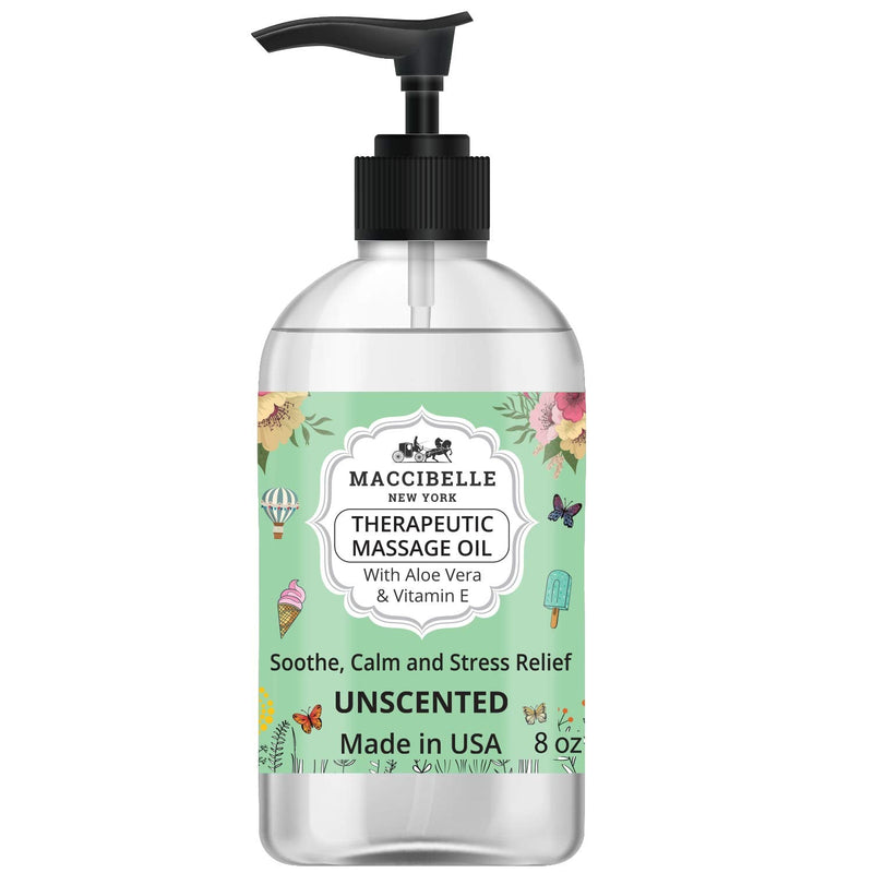 Maccibelle Unscented Natural Sensual Massage Oil for Couples Therapeutic Massage with Vitamin E and Aloe Vera a for Soothing, Calming and Muscle Relief - Fragrance Free- 8 oz - NewNest Australia