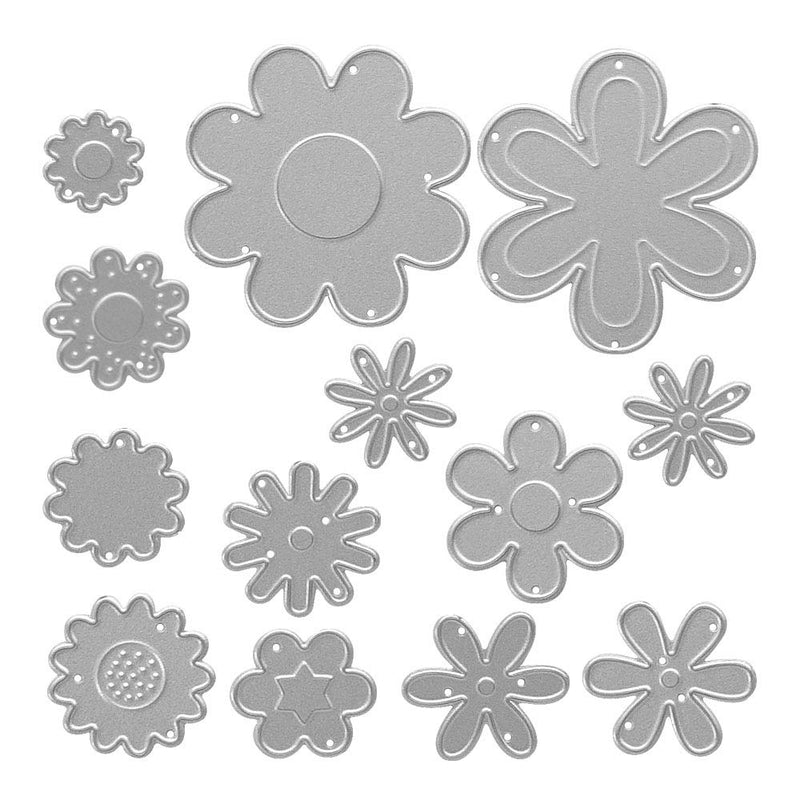 Metal Flower Cutting Dies, Large Small Symmetry Pattern Floral Die Cuts for Card Making Embossing Tool Scrapbooking DIY Etched Stencil Craft Dies 13flower - NewNest Australia