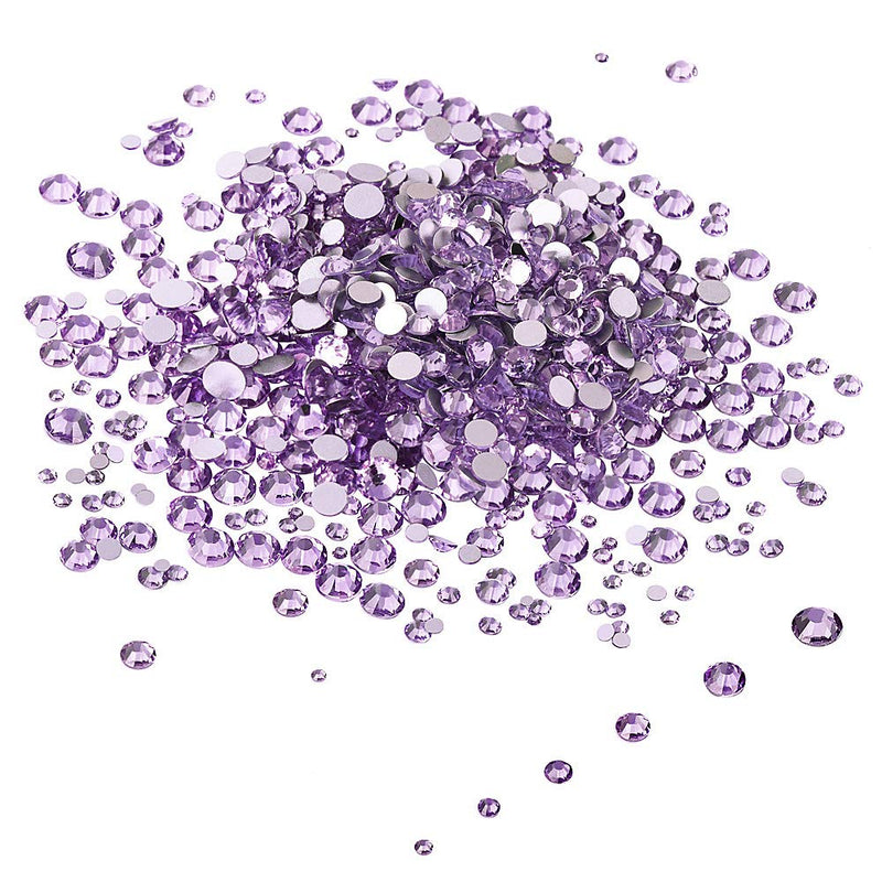 LolliBeads Resin Crystal Round Nail Art Mixed Flat Backs Acrylic Rhinestones Gems,Mix Size 1.5-5 mm, Color Lavender Purple (1200Pcs) - NewNest Australia