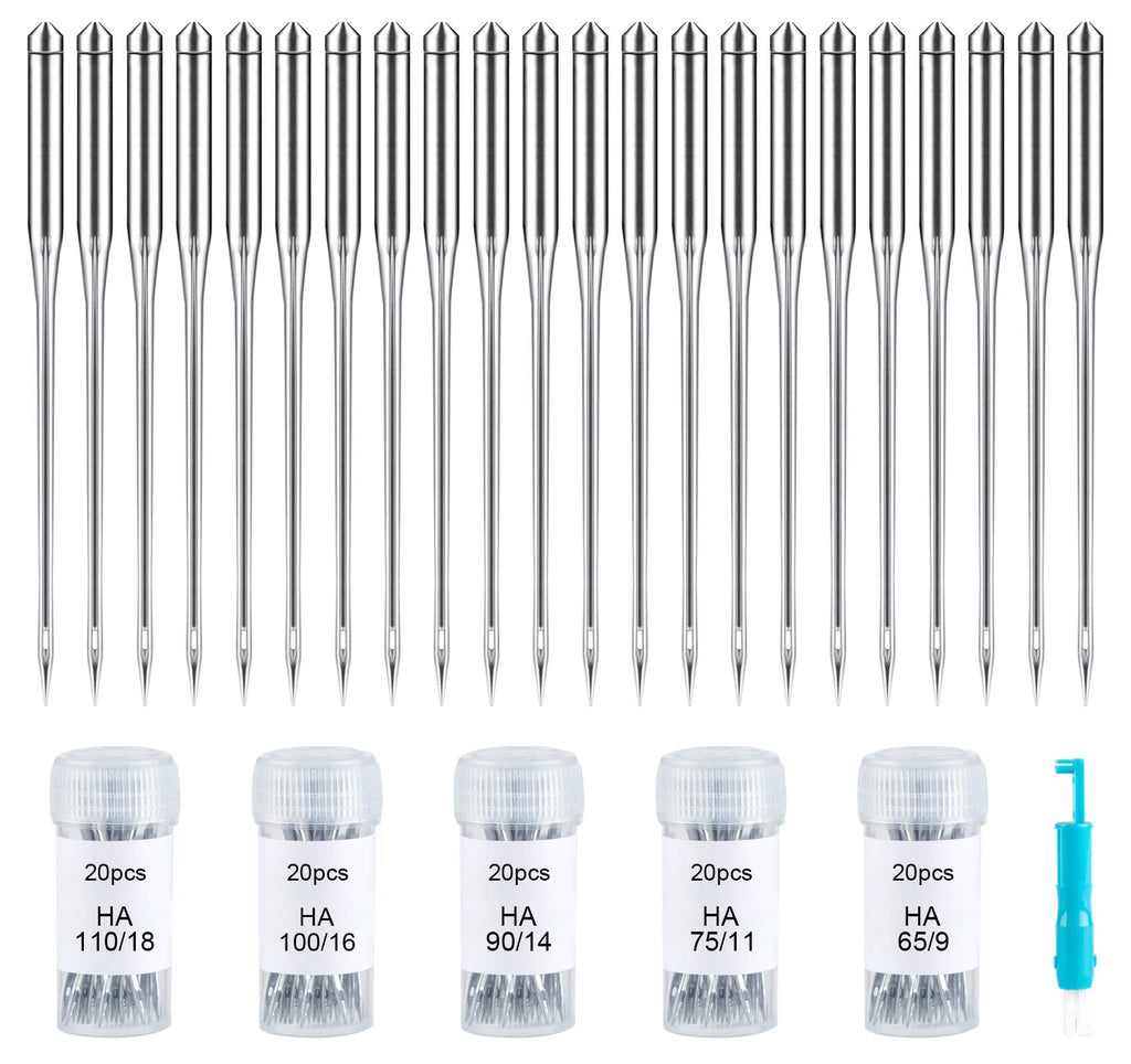 100 PCS Sewing Machine Needles Universal Regular Point Needles for Singer Brother, Assorted Sizes HAX1 65/9, 75/11, 90/14, 100/16, 110/18 - NewNest Australia