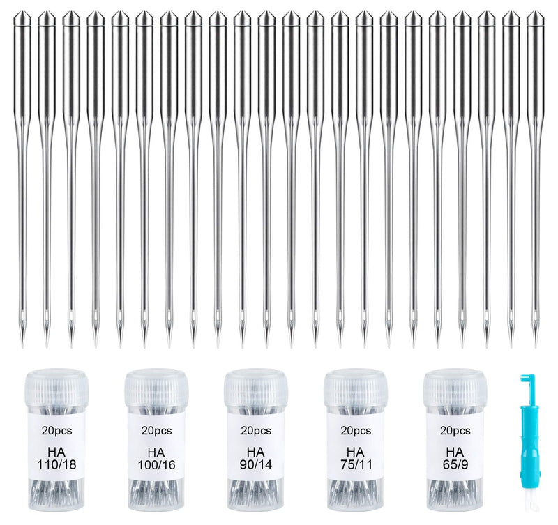 100 PCS Sewing Machine Needles Universal Regular Point Needles for Singer Brother, Assorted Sizes HAX1 65/9, 75/11, 90/14, 100/16, 110/18 - NewNest Australia