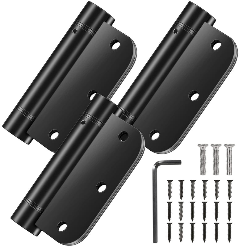 3.5'' Self-Closing Door Hinges, 3.5 Inch x 3.5 Inch Spring Hinges, Stainless Steel Adjustable Door Hinges with 5/8" Radius Corners, 3 Pack Auto Close Hardware Hinges (3.5'' 3pack, Black) 3.5'' 3 Pack - NewNest Australia