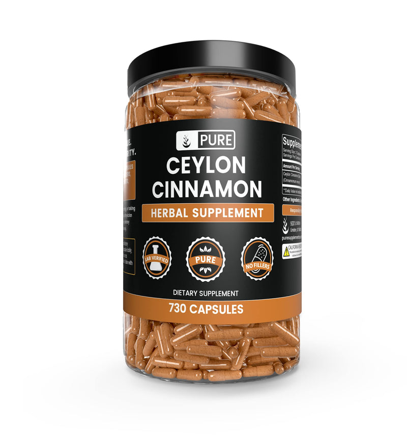 Pure Ceylon Cinnamon (730 Capsules) 100% Pure, No Fillers, Made in USA, Lab-Tested - NewNest Australia