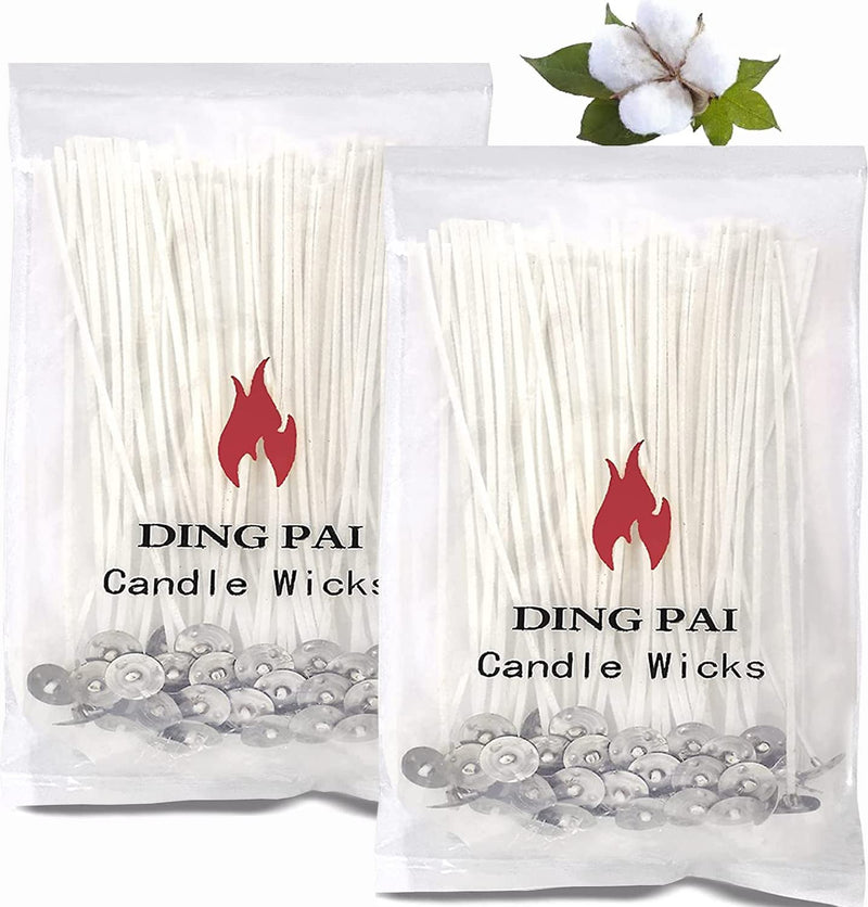 DINGPAI 100pcs Cotton Candle Wicks, 6 inches Low Smoke Pre-Waxed Candle Wicks for Candle Making, Candle DIY - NewNest Australia