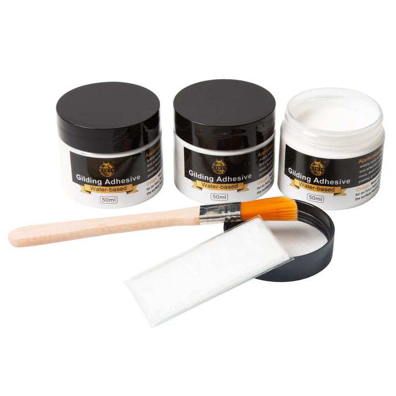 Gilding Adhesive, 50ml 3 Bottles for Gold Leaf Epoxy Resin Water Based Glue（Brush + Gloves as Gift) 150ml Glue - NewNest Australia