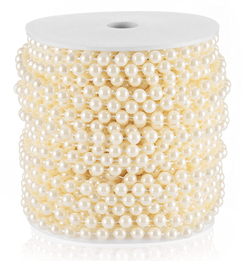 Craft String of Pearls 6MM Pearl Bead, 66 Feet Ivory Faux Pearl Garland Roll Strand for Wedding Party Decoration 6mm × 66 feet - NewNest Australia