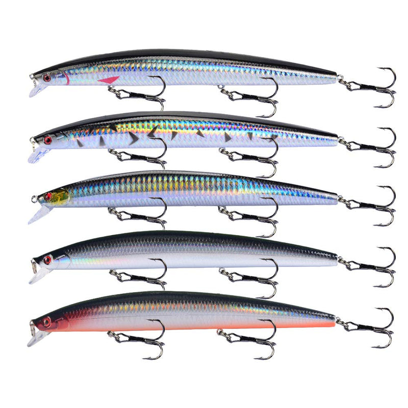 LINGYUE Fishing Lures Minnow VIB Popper Hard Bait Lures with Treble Hook Lifelike 3D Fishing Eyes Swimbait Crankbait Deep/Shallow Divers Fish Tackle Kits Y139-gary - NewNest Australia