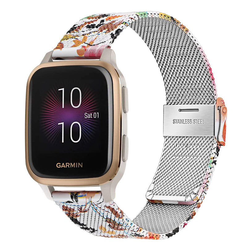 TRUMiRR Flower Band for Venu Sq Music Smart Watch, Mesh Woven Stainless Steel Watchband Quick Release Strap Women Bracelet for Garmin Venu Sq Music / Venu Sq / Venu Smartwatch - NewNest Australia