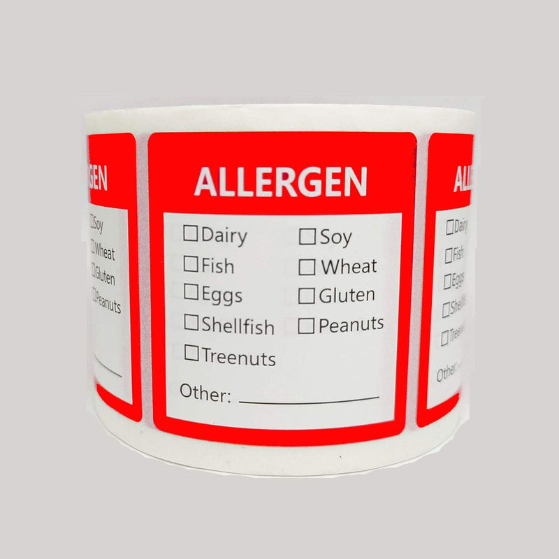 Fluorescent Red Allergen Warning Stickers Labels - 1.8 X 2 Inch Food Rotation Labels Removable Allergen Warning Label 500 Adhesive Allergy Stickers - NewNest Australia