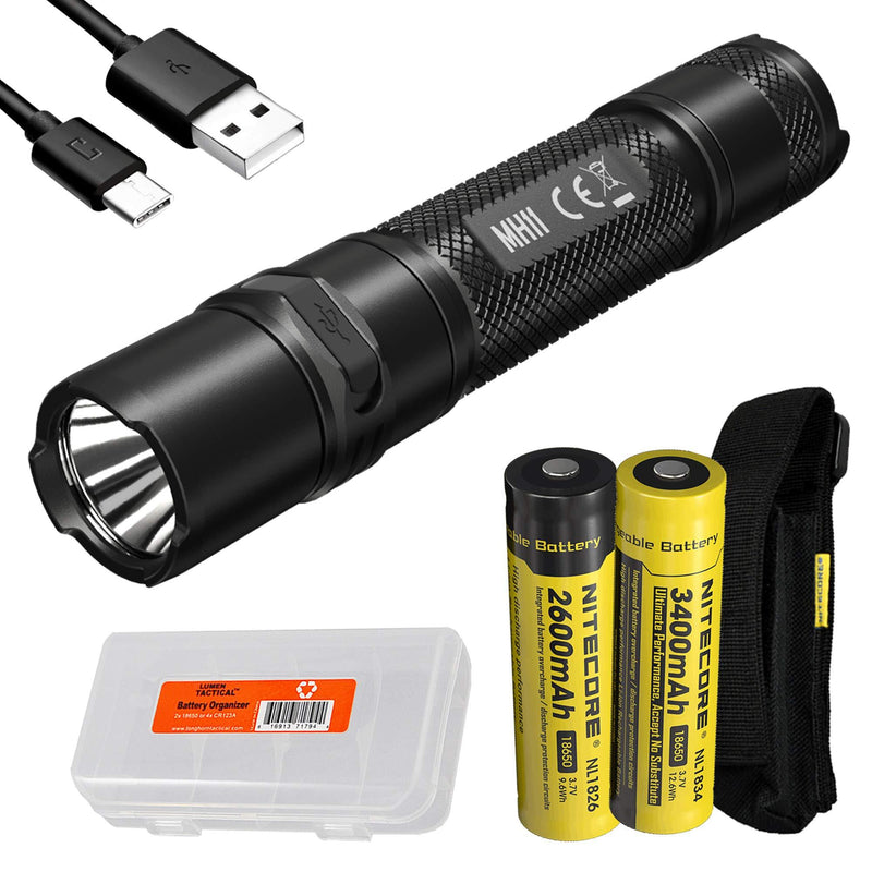 Nitecore MH11 USB-C Rechargeable EDC Flashlight, 1000 Lumen with 2x Batteries and LumenTac Battery Organizer - NewNest Australia