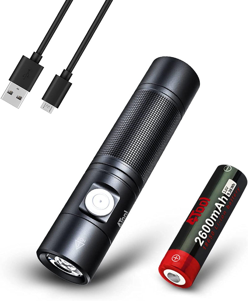 Rechargeable High Lumens Type-C USB Mini LED Flashlights Compact EDC Pocket Torch for Camping Hiking Police Law Enforcement Hunting (18650 Battery Small Flashlight) 18650 Battery Small Flashlight - NewNest Australia