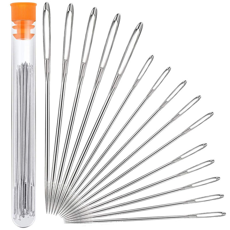 Hekisn Large Eye Sewing Needles, Sewing Needles, Stainless Steel Embroidery Thread Needle, Handmade Yarn Knitting Needles Leather Needle (15 Pieces) 15 Pieces - NewNest Australia