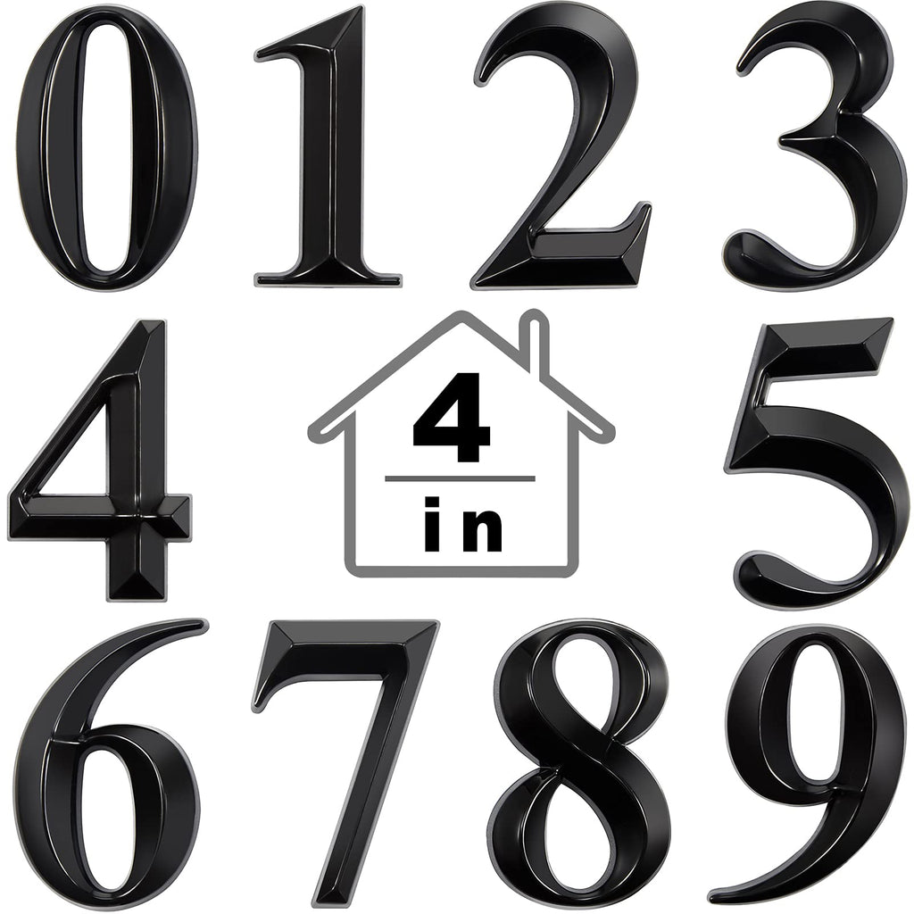 4 Inch House Numbers 3D Door Mailbox Numbers 0-9 Self Adhesive House Door Numbers House Street Address Numbers Stickers for House, Apartment, Office, Hotel Room, Mailbox Signs (4 x 2.5 Inches, Black) 4 x 2.5 Inches - NewNest Australia