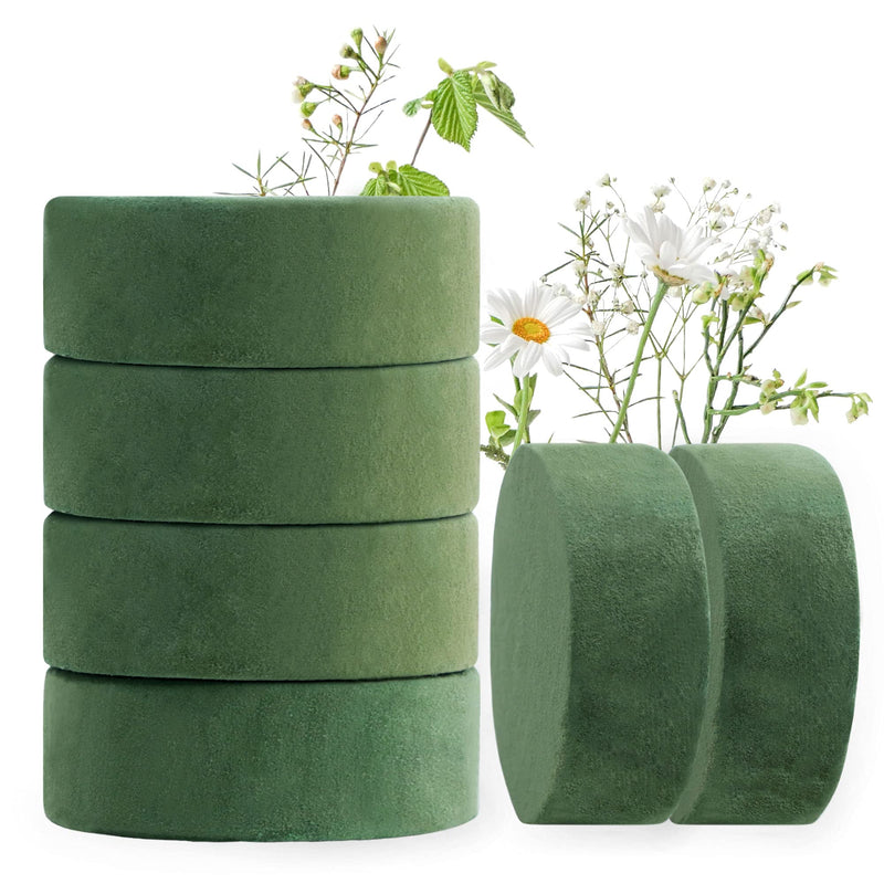 Round Floral Foam Blocks, 4.72'' Dry Floral Foam for Artificial Flowers.Craft Project,Wedding Aisle Flowers,Arty Decoration (6) 4.72'' - NewNest Australia