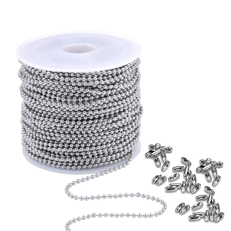Stainless Steel Ball Bead Chain [1.5mm/50Feet] Chains Spool with 30 PCS Connectors for Jewelry Making 1.5MM - NewNest Australia