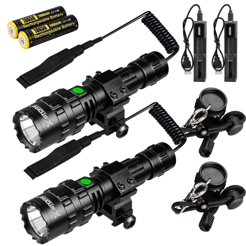 X.Store 2 Pack Tactical Flashlight With Rail Mount, USB Picatinny Flashlights 4000 High Lumen LED Weapon Light, 5 Modes Rifle Light - Rechargeable Battery and Pressure Switch Included - NewNest Australia