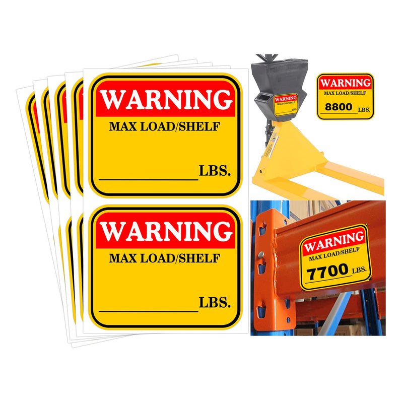 Load Port Sticker 3Γ4 inch Caution MAX Load/Shelf LBS Sticker Bright Warning Pallet Rack ...