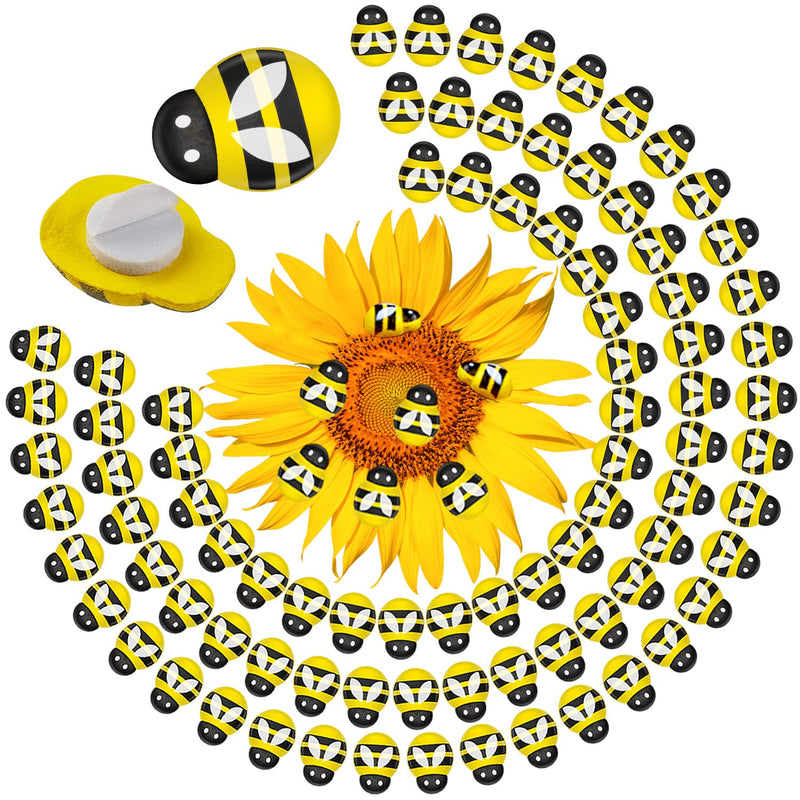 120 Pcs Bees for Crafts, Self-Adhesive Bumble Bee Decorations, Cute Wooden Bee Buttons for Small Juts Bee Hives, Potted Plant, Honey Dippper Sticks - NewNest Australia
