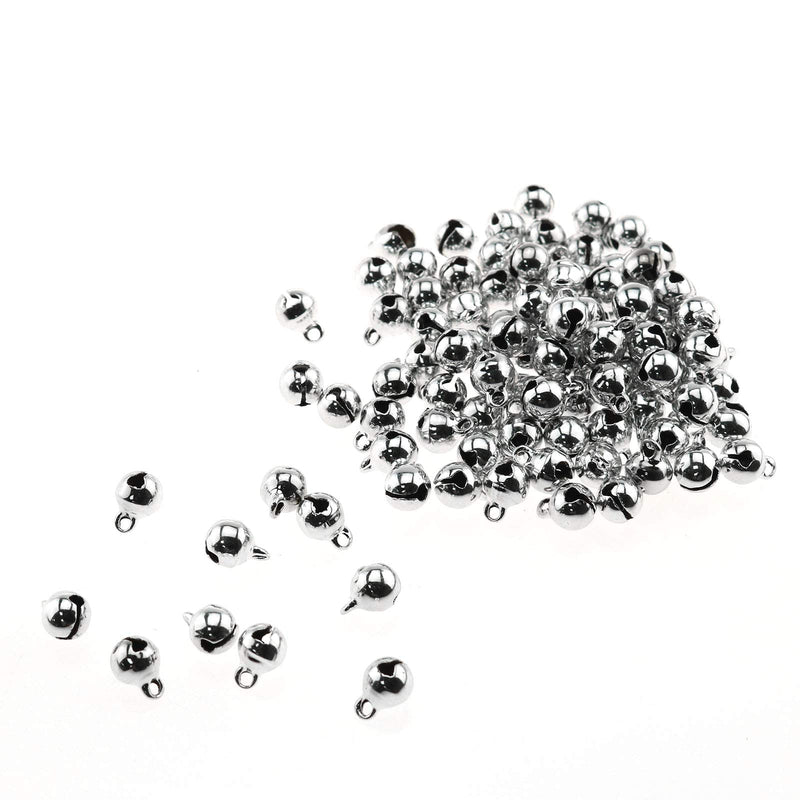 ZZHXSM 1/4-Inch Jingle Bell 100PCS 6mm Small Silver Aluminium Alloy Bells for DIY Bracelet Anklets Necklace Knitting Jewelry Making - NewNest Australia
