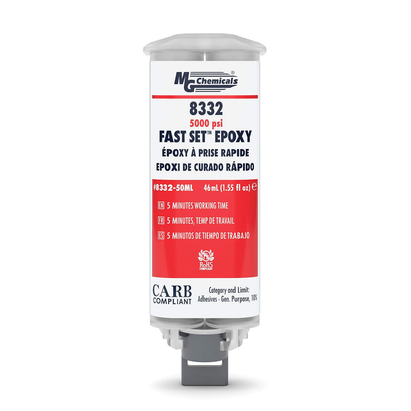 MG Chemicals 8332 Fast Set Epoxy Adhesive, 5000 psi, 1:1 Ratio, 46mL Dual Cartridge, Comes with Mixing Tip, use with Dispensing Gun (8332-50ML) - NewNest Australia