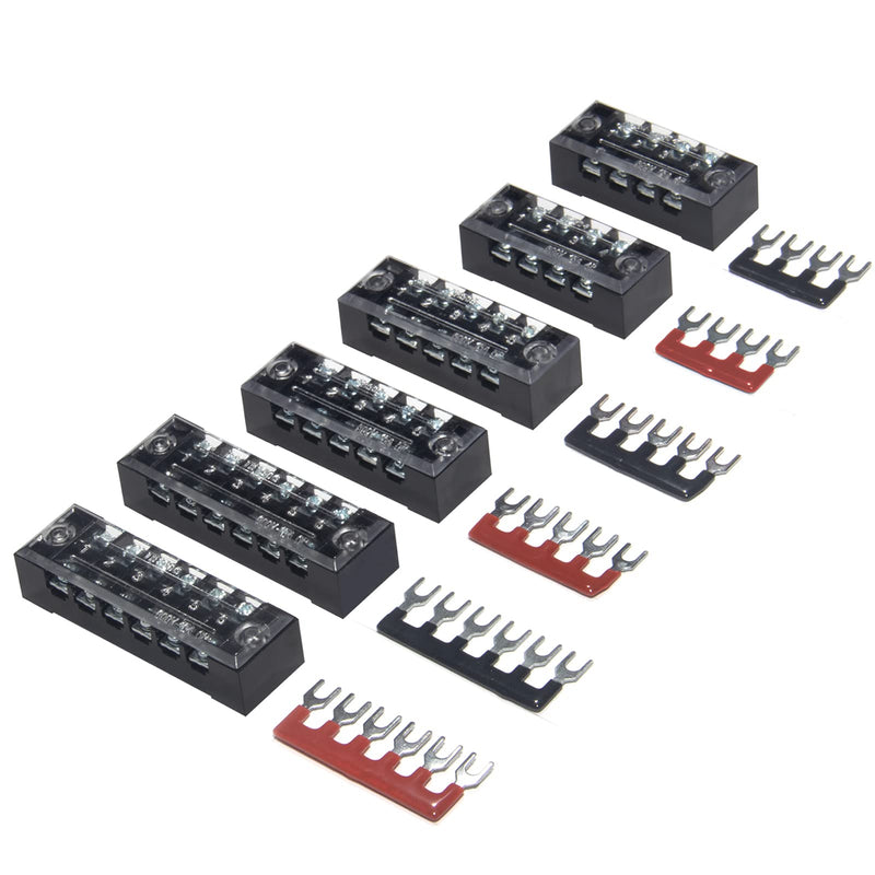 6 Sets Terminal Blocks, 4/5/6 Positions 600V 15A Dual Row Wire Screw Terminal Strip Block with Cover + 400V 15A Pre-Insulated Bus Bar Terminals Barrier Strips Jumpers (Black & Red) by MILAPEAK 15A 4/5/6P+Jumpers - NewNest Australia