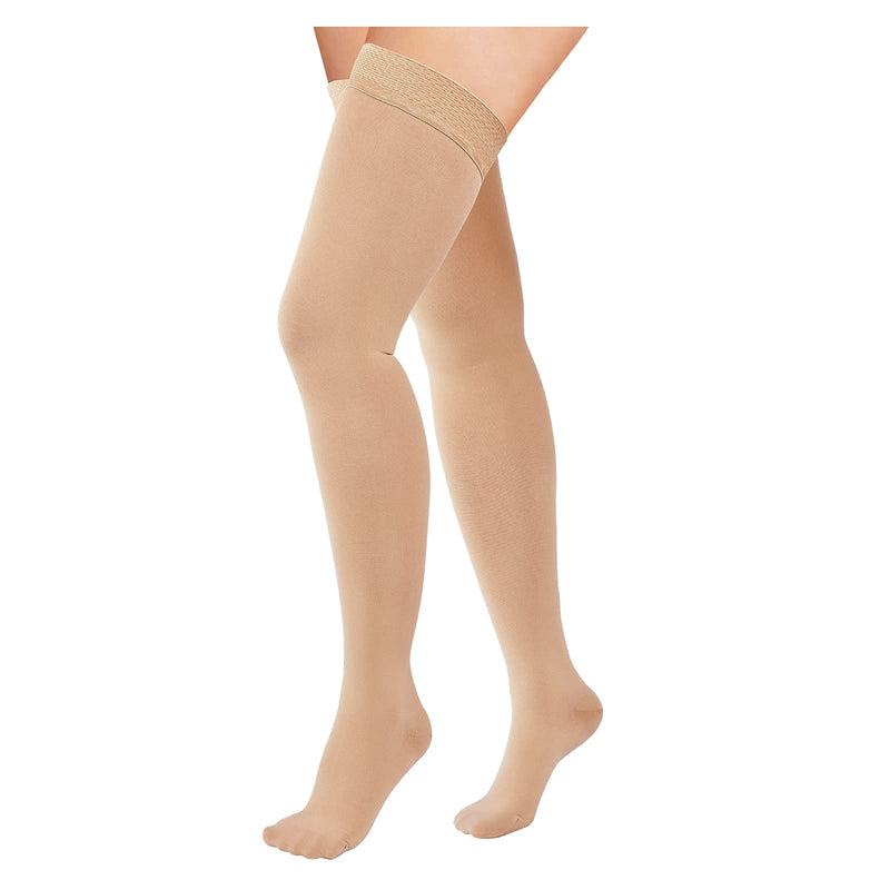 Thigh High Compression Stockings 20-30mmHg, Closed Toe Socks for Women & Men Beige Small - NewNest Australia