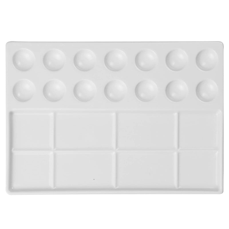 MEEDEN 22-Well Ceramic Artist Paint Palette, Porcelain Watercolor Palette, 7.6'' × 5.5'' Ceramic Mixing Tray for Watercolor Painting, Gouache Painting and Tempera Painting - NewNest Australia