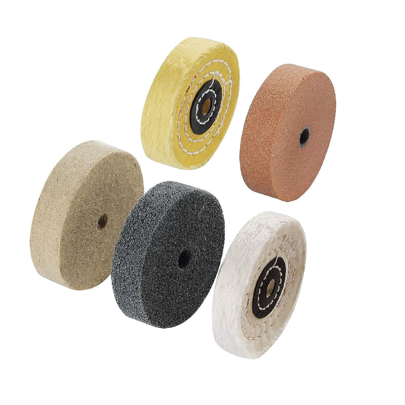Luo ke 3 Inches Polishing Wheel Kit - Cotton Buffing Wheel/Wool Polishing Wheel/Fiber Grinding Wheel/Mounted Stone Sanding Wheel For Bench Buffer/Bench Grinder (Pack Of 5) - NewNest Australia