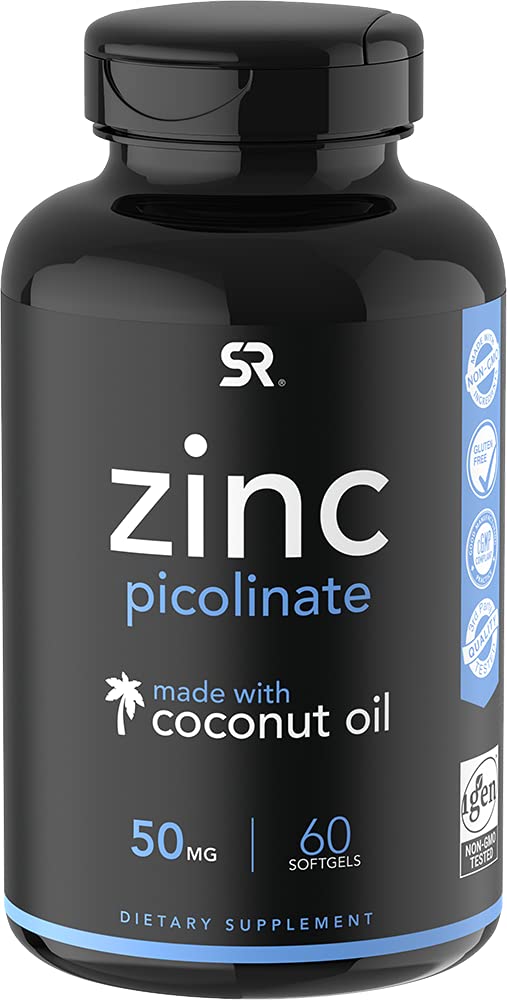 Zinc Picolinate 50mg with Organic Coconut Oil | Highly Absorbable Zinc Supplement for Healthy Immune Function | Non-GMO Verified, Gluten & Soy Free (60 Liquid Soft gels) - NewNest Australia