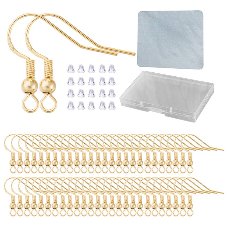Earring Hooks for Jewelry Making - 120 PCS/60 Pairs Hypoallergenic 14K Gold Ear Wires Fish Hooks for Jewelry Making, Jewelry Findings Parts with 120 PCS Rubber Earring Backs Stopper for DIY Earrings - NewNest Australia