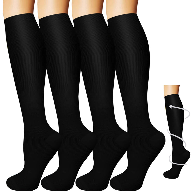 Compression Socks Women Men 4 Pairs -20-30 mmHg is Best for Medical ,Circulation,Running,Athletic,Hiking,Pregnancy 00-black-4 Pack Small-Medium - NewNest Australia