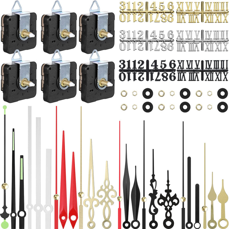 Kigeli 6 Pieces Quartz DIY Wall Clock, 6 Clock Numerals Kit, Movement Mechanism Battery Operated Clock Motor Kit with 8 Different Pairs of Hands for DIY Clock Repair - NewNest Australia