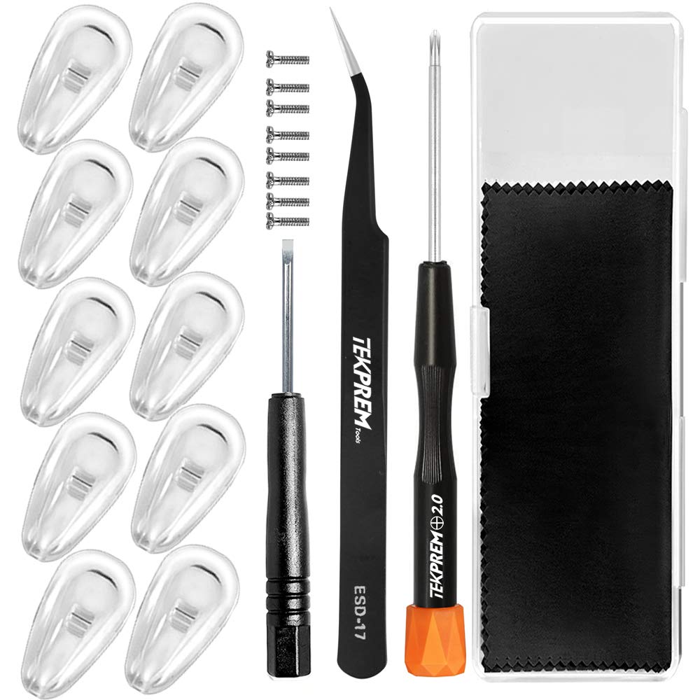Eyeglasses Nose Pads, TEKPREM Glasses Nose Pads Replacement Repair Tools Kit with 5 Pairs of Air Chamber Silicone Nose Pads,Screws,Screwdrivers,Tweezer and Cleaning Cloth for Glasses and Sunglasses - NewNest Australia