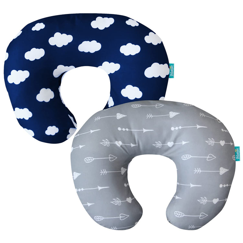 Nursing Pillow Cover for Boppy Pillow 2 Pack Safely with Zipper Cover Ultra Soft & Breathable Breastfeeding/Positioner Slipcover for Baby Boys/Girls Cloud & Arrow - NewNest Australia