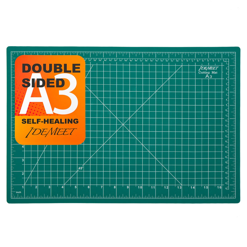18" x 12" Self-Healing Cutting Mat for Craft, Idemeet Cutting Board with Grid, Non-Slip Cut Mat Board for Vinyl, Double-Sided Rotary Cut Board for Sewing, Quilting, Hobby, A3 A3 - 18" x 12" 1 - Green - NewNest Australia