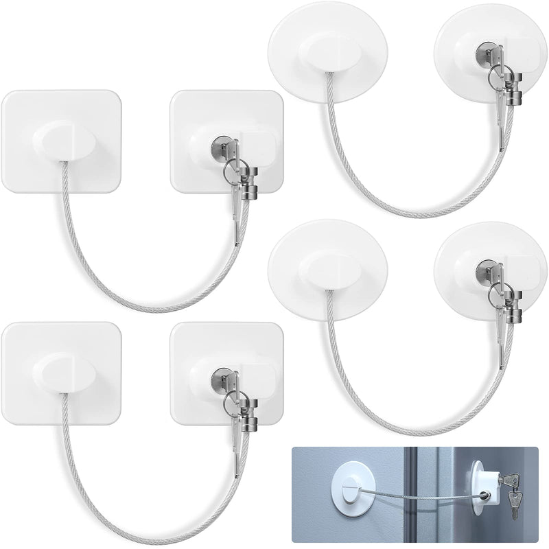 4 Pieces Fridge Lock Refrigerator Lock with 8 Key, Freezer Lock Child Safety Cabinet Lock with Adhesive for Kitchen Appliance, Openable Furniture, Sliding Closet, Drawer and Toilet Seat (White) White - NewNest Australia