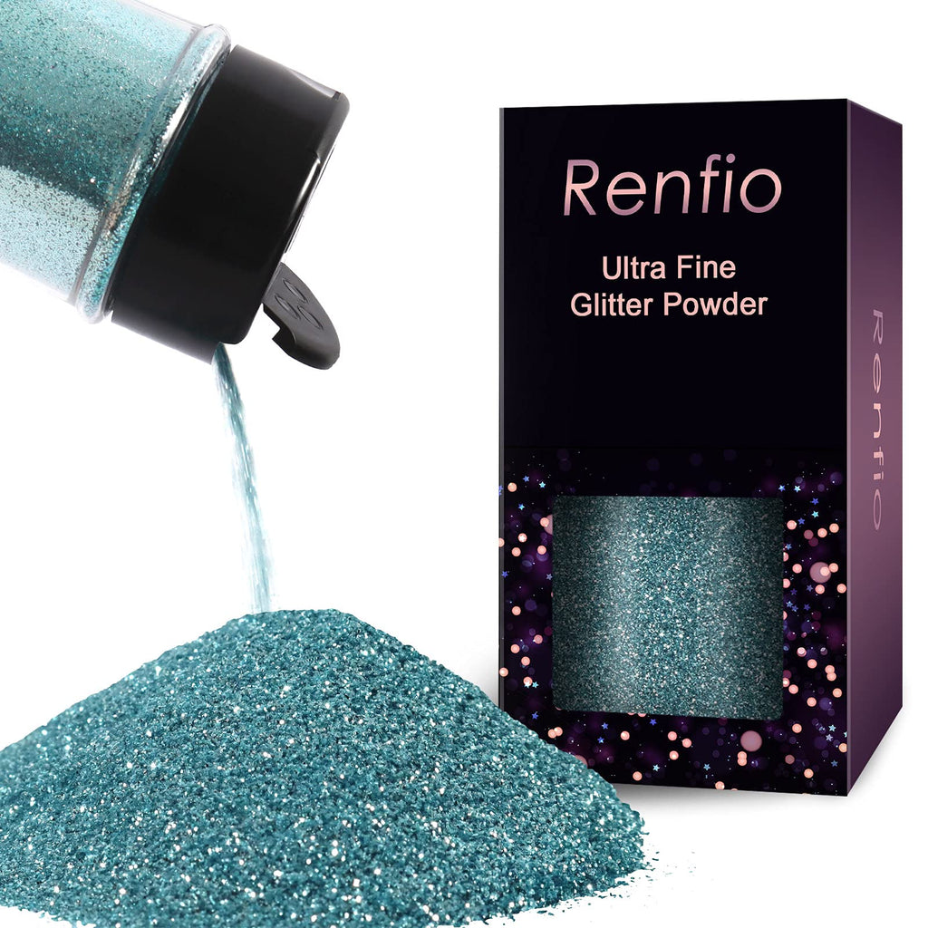 Renfio Ultra Fine Glitter Powder Metallic Resin Glitter PET Flakes Crafts Sequins 1/128" 0.008" 0.2mm Epoxy Chips Flakes for Tumblers Slime Decoration 1.75 Oz (50g) - Azure - NewNest Australia