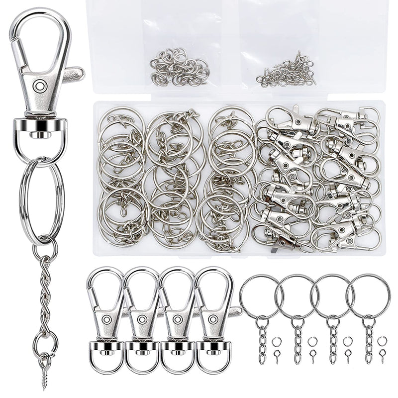120PCS Swivel Snap Hook with Key Chain Rings Set- 30PCS Swivel Lobster Clasp, 30PCS Key Rings with Chain, 30pcs Jump Rings and 30pcs Screw Eye Pins for Keychain Lanyard, Crafts and Jewelry Making - NewNest Australia