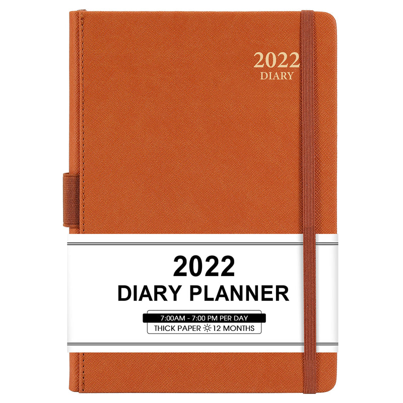 2022 Appointment Book & Planner - Daily Hourly Planner 2022 from Jan 2022 - Dec 2022, 5.75" X 8.25", 60-Minute Interval, Faux Soft Leather Cover, Premium Paper, Pen Loop, Inner Pocket, Brown - NewNest Australia