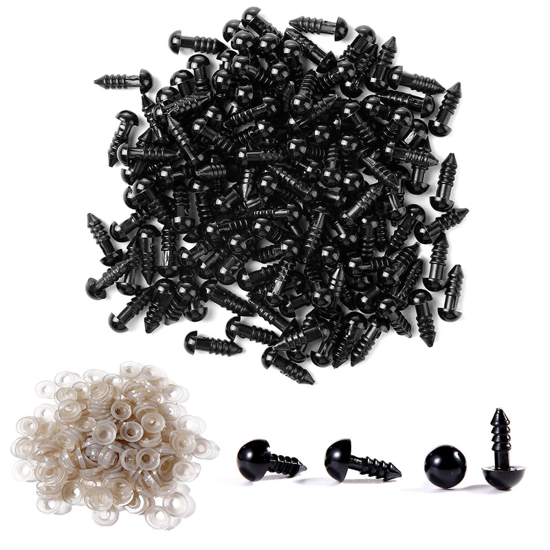 Safety Eyes 130PCS 6mm Plastic Black Craft Doll Eyes Teddy Bear Eyes with Washers for Amigurumi Stuffed Animals Crochet Toys Crafts Making - NewNest Australia