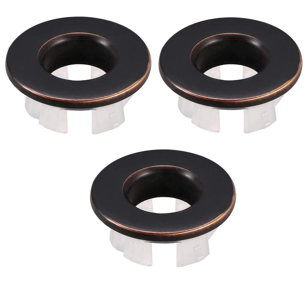 COMELITE Kitchen Bathroom Sink Basin Vanity Sink Trim Overflow Cover 100% Solid Brass Insert in Hole Round Caps, Oil-Rubbed Bronze, Pack of 3 Oil-Rubbed Bronze Pack of 3 - NewNest Australia
