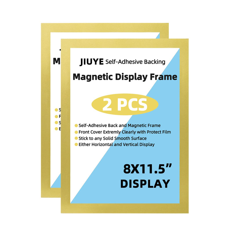 JIUYE A4 Self Adhesive Magnetic Display Frame,Dual Side Transparent Magnetic Window Sign Holder for Office/Store/School as Shop Window Notice Display Frame/Schedule (A4 2Pcs, Golden) A4 2Pcs - NewNest Australia