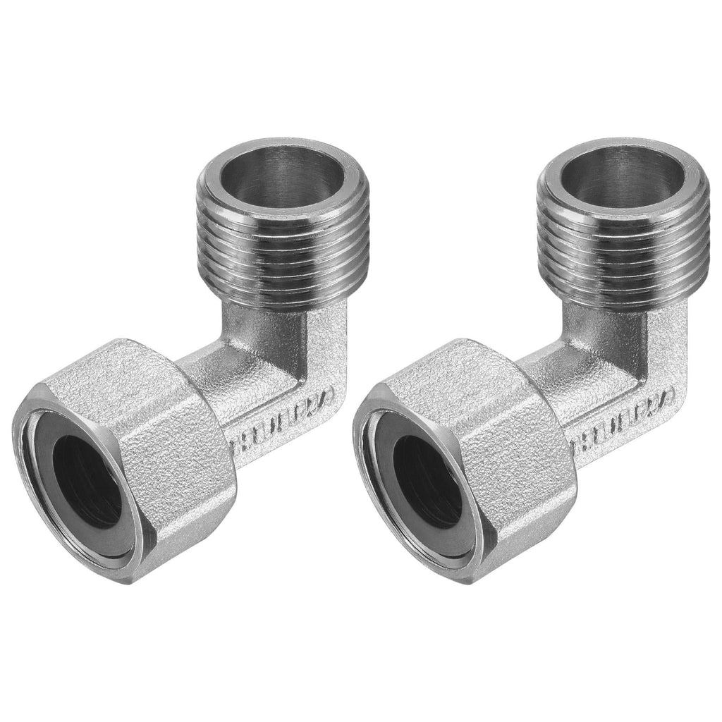 uxcell Pipe Fitting Elbow G1/2 Male to Female Thread 2 Way L Shape Hose Connector Adapter, Nickel-Plated Copper 2pcs - NewNest Australia