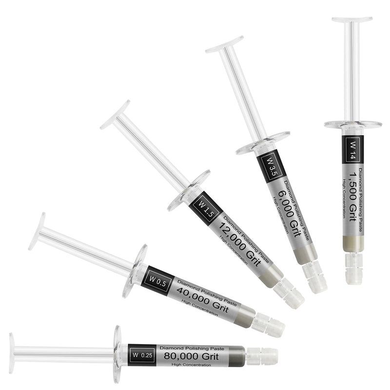 Tryuunion Diamond Polishing Compound, 5 Piece Lapping Paste 1500 to 80000 Grit, Lapping Compound Kit for Jewelry, Metal, Ring, Gemstone, Glass, Coin, 0.25 to 14 Micron, 5 Gram - NewNest Australia