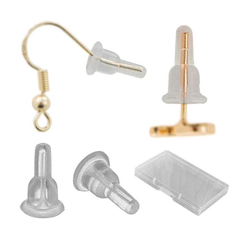 Clear Silicone Earring Backs - 150 Pcs / 75 Pairs Hypoallergenic Secure Push-Back Earring Stoppers for Stud Earrings, 10x6mm Full-Cover Studs Dust-Proof - NewNest Australia